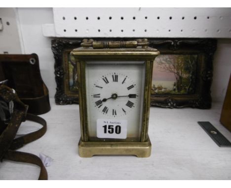 A brass cased carriage clock circa 1900 in as found condition