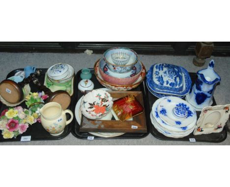 Assorted ceramics including blue and white, Mason's bowl, ceramic flower posies etc Condition Report:Not available for this l