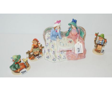 A Royal Doulton figure Afternoon Tea and three Hummel figures Condition Report:Available upon request