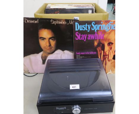 A Steepltone ST-938 vinyl record player together with a collection of rock, pop and folk vinyl LP records Condition Report:Av