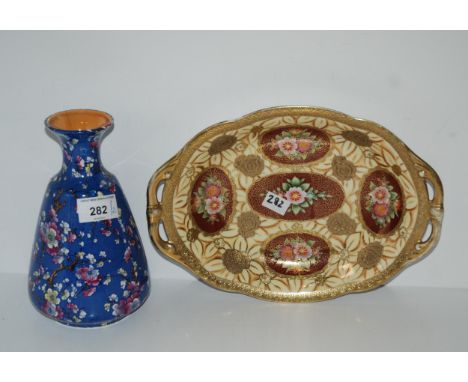 A Noritake dish decorated with flowers and gilt together with a Wintertonware vase Condition Report:Available upon request