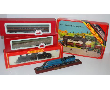 A Hornby Railway Class 2P Locomotive, Dapol coaches, Bachmann wagons etc all in original boxes Condition Report:Available upo