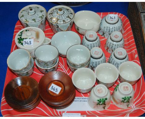 Assorted saki cups and saucers etc Condition Report:Available upon request