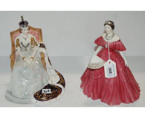 Royal Worcester figure of HM Queen Elizabeth II on her coronation day and Queen Elizabeth the Queen Mother to celebrate the y