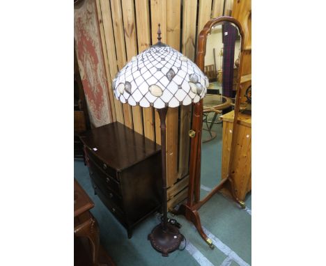 A 20th century cast metal Tiffany style shaded standard lamp Condition Report:Available upon request