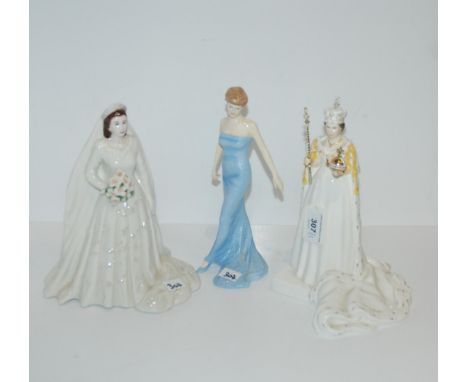 A Coalport figure of HM the Queen to celebrate her Diamond Jubilee, A Royal Worcester figure of The Queen celebrating her Dia