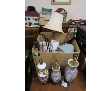 A boxed lot of assorted ceramic table lamps etc Condition Report:Available upon request