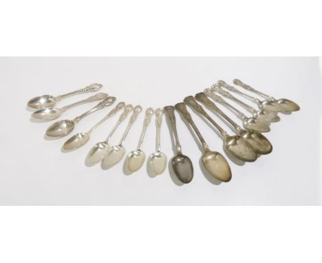 A collection of silver flatware including five silver fruit spoons by Robert Gray &amp; Sons, Glasgow 1848, three silver tabl