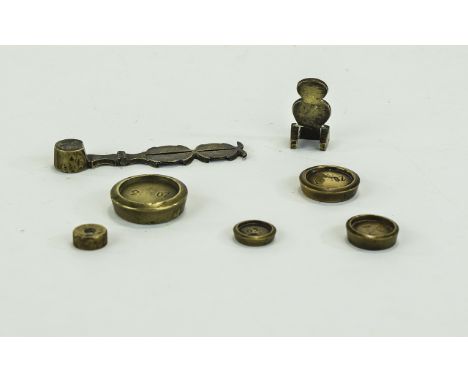 Set of 19th Century Brass Sovereign Scales; Scales together with set of brass postal weights.