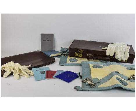 Masonic Case plus one other , both containing sash, gloves and papers. 