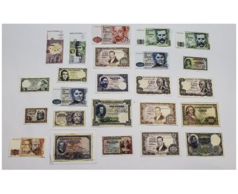 Spain - Vintage Collection of Bank Notes ( 24 ) In Total. 16 of Banknotes In Uncirculated Condition. They Date From 1920's to