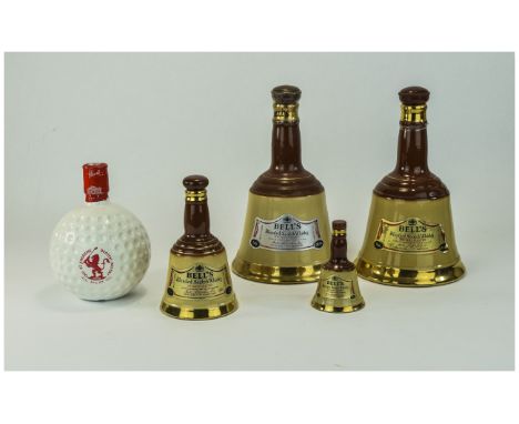 Collection of Five Decanters, two unopened including Bells Blended Scotch Whisky and Old St Andrews Scotch Whisky,
