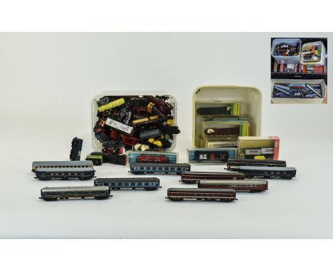 Railway Interest, Collection Of N/HN Scale/Gauge Models Comprising Fleischmann, Minitrix, Arnold etc Mixed Lot Boxed And Loos