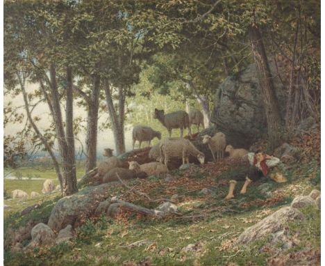 William Magrath (1838-1918)The Sleeping ShepherdWatercolour, 48.5 x 58cmSigned and dated 1875William McGrath was born in Cork