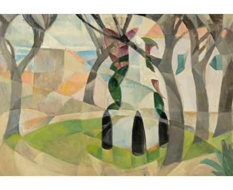 Mary Swanzy HRHA (1882-1978)Cubist Landscape, Trees, HousesOil on canvas, 34 x 47.5cm (13¼ x 18½'')Provenance: With Pyms Gall