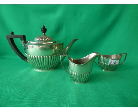 Hallmarked silver 3 piece tea set by R&B of Sheffield 19ozt