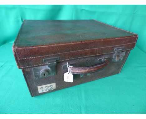Vintage dark brown leather vanity case by M Greaves of Birmingham