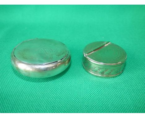 Hallmarked silver snuff box by BB of London & white metal snuff box