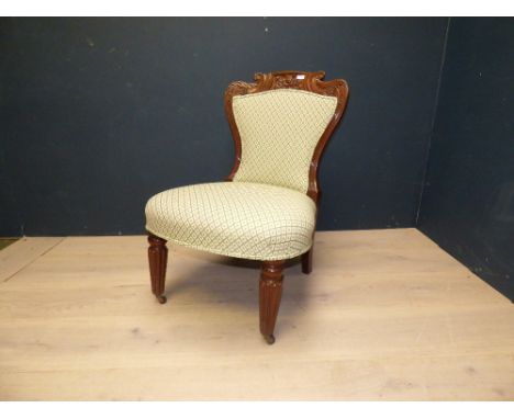 C19th walnut framed salon  chairs on lobed legs, a beech stick back elbow chair, &  three rush seated ladder back chairs