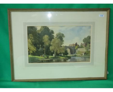 L R Squirrel RWS "Golden Afternoon, Knaresborough" Watercolour