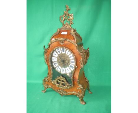 Louis XV style Rococo revival walnut gilt metal mounted mantle clock with German movement 
