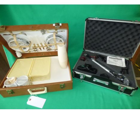 Vintage picnic basket with fitted interior &  Tamashi camera in fitted case