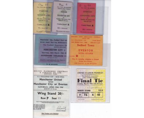 EVERTON 1966 FA CUP    Seven different match tickets for Everton games in the 1965-66 Cup triumph. Home game tickets v Sunder