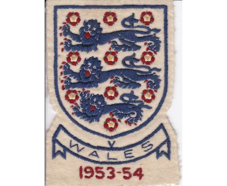 ENGLAND SHIRT BADGE 53-4 v WALES    England shirt badge for the game v Wales, 10/10/53 at Ninian Park. Believed to have belon