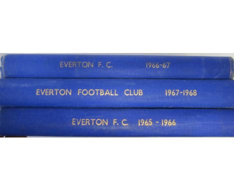 EVERTON BOUND VOLUMES     Three Everton bound volumes of home programmes, 1965-66 (Everton won the FA Cup, includes Fairs Cup