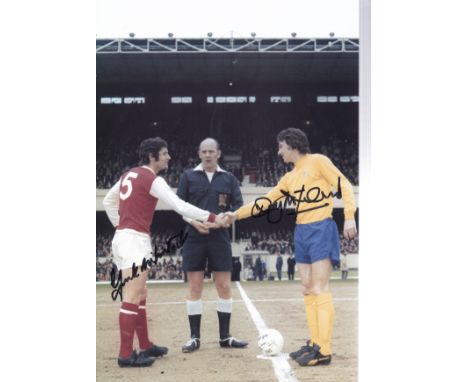 ARSENAL v DERBY      Col 12” x 8” photo, showing Arsenal captain Frank McLintock shaking hands with his Derby counterpart Roy