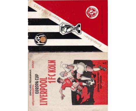 LIVERPOOL      Two away European Cup programmes in season 1964/5, v. Reykjavik, Liverpool's first competitive match in Europe