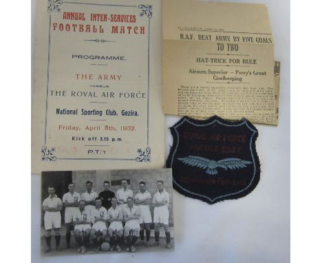 1932 PROGRAMME SERVICES - EGYPT   Very scarce programme, The Army v The Royal Air Force, 8/4/1932 at National Sporting Club, 