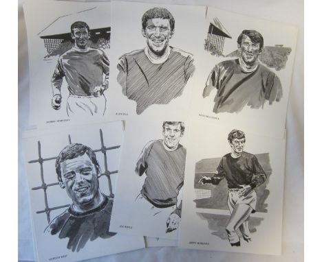 EVERTON 1968   Folder with Everton crest on the front published by The Sun containing 12 sketches of 11 Everton players plus 