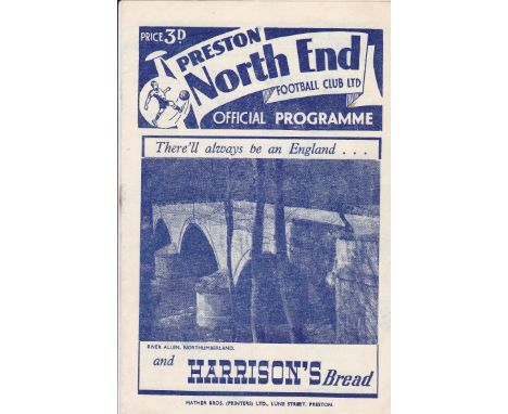 ARSENAL    Programme for the away League match v Preston North End 16/10/1948.     Good