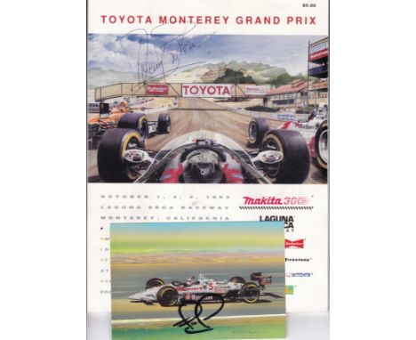 NIGEL MANSELL   Signed postcard showing Nigel Mansell driving his 93 Lola-Cosworth Indy Car , signed by Mansell plus artist T