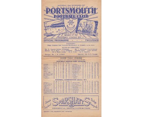 PORTSMOUTH - GRIMSBY 47   Portsmouth home programme v Grimsby, 22/11/47, last season in the First Division for Grimsby. Ports
