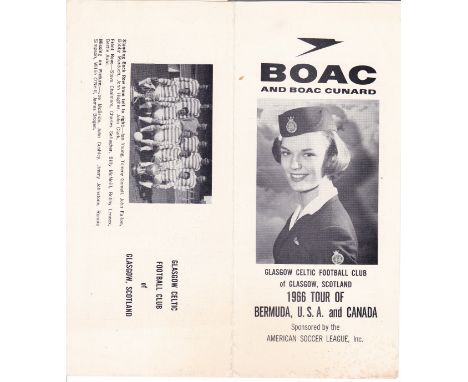 1966 GLASGOW CELTIC       6 Page Itinerary for the May/June 1966 tour of Bermuda, USA and Canada which included matches again