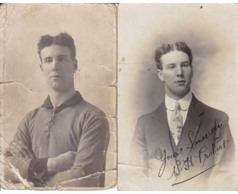 BILLY PROBERT AUTOGRAPH / PORTSMOUTH 1920    Two portrait black & white postcards, one shows Probert in civilian clothes and 