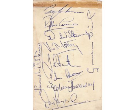 SHEF WED   Two pages from an autograph album , 16 ink signatures including Megson, Fantham, McAnearney, D.Wilkinson, Howard W