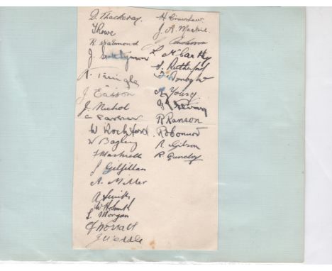 PORTSMOUTH 1935-36  Signed album page with thirty signatures of Portsmouth players circa 1935-36, all in ink.. Includes ten o