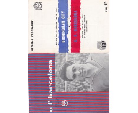 INTER_CITIES FAIRS CUP FINAL 1960  Programmes for both legs of the Final, Birmingham v Barcelona 29/3/60 ( score, changes not