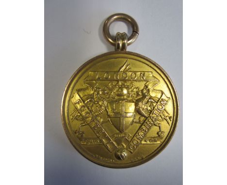 LEICESTER CITY MEDAL 1927    Gold hallmarked London Combination medal awarded to T. Gibson of Leicester City who were the run