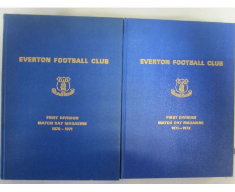 EVERTON BOUND VOLUMES    Two Everton bound volumes of home programmes, 1970-71 ( with covers, includes European Cup, no writi