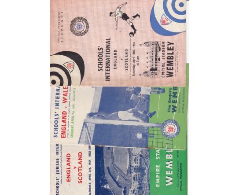 ENGLAND SCHOOLS   Three England Schools home programmes, , all at Wembley, v Scotland 15/4/50 ( first Schools International a