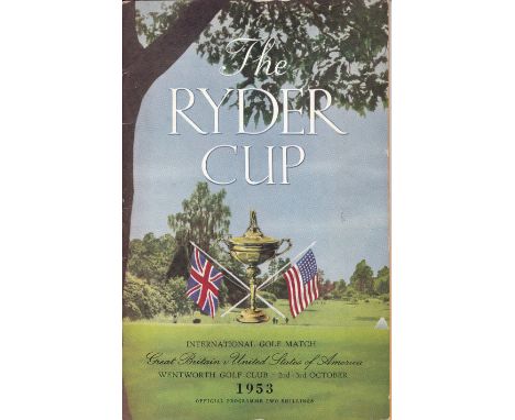 GOLF-RYDER CUP 1953   Official programme for the 1953 Ryder Cup between Great Britain and the United States at Wentworth Golf