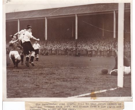 DERBY / MAN UTD - PRESS PHOTO     A goalmouth action Press photo from a Derby v Manchester Utd match at the Baseball Ground p