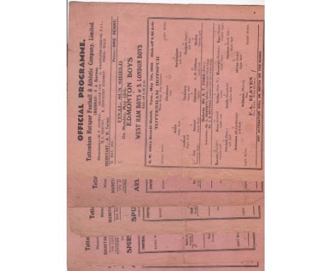 TOTTENHAM HOTSPUR        Five sub-standard condition home programmes from 1945/6, v. FA Eleven 7/5/1946, v. Newport, v. Charl
