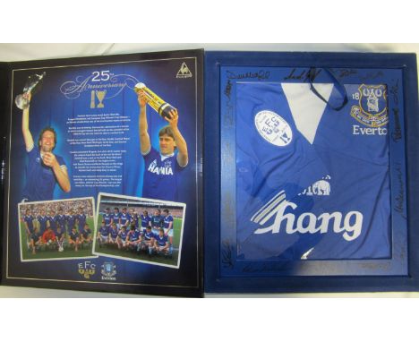 EVERTON - THE DOUBLE Magnificently boxed Everton limited edition Commemorative Shirt, DVD and Medal Box Set . The Double 25th