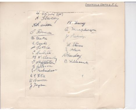 SHEFFIELD UNITED 1935-36   Album page signed in ink by 22 Sheffield United players including 8 of the Cup Final team who lost
