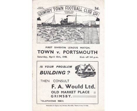 GRIMSBY- PORTSMOUTH 47/8   Grimsby home programme v Portsmouth, 10/4/48, low attendance as Grimsby were on their way down but